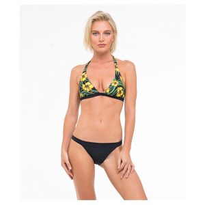 Women Swimwear Bunny Tie Hibiscus Black