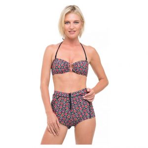 Women Swimwear High Waisted Bikini Flowers Skull
