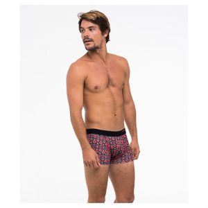 Men Hip Boxer Microfiber Flower Skull