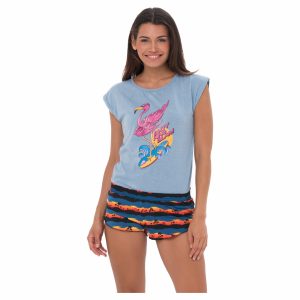 Women Malibu Microfiber Short Sunset Palm Blue