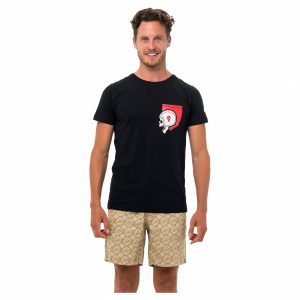 Men T-shirt S/S  Cotton Faux-Ket BK