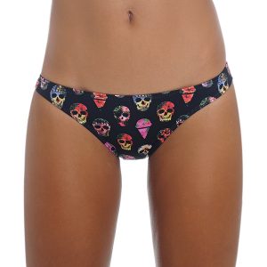 Women Swimwear Cheeky Bikini Hibiscus Scull Black