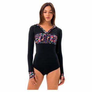 Women Swimwear Tally One Piece Hooded Tiger Skull