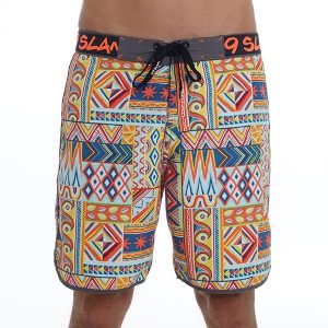 Men Boardshort Medium Length Patchwork