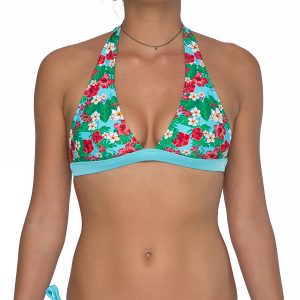 Women Swimwear Bunny Tie Bra Tropical Flower