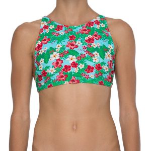 Women Swimwear Surf Crop Bra Tropical Flower
